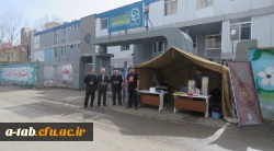 برپایی ایستگاه صلواتی به مناسبت ایام فاطمیّه در مقابل در ورودی پردیس علّامه طباطبایی توسط دانشجومعلّمان پردیس 2